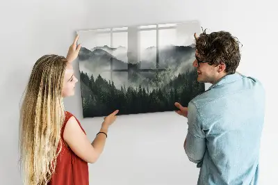 Magnetic wall board with forest landscape