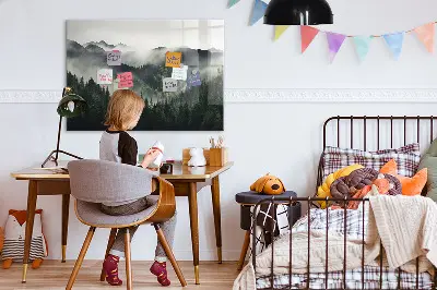 Magnetic wall board with forest landscape