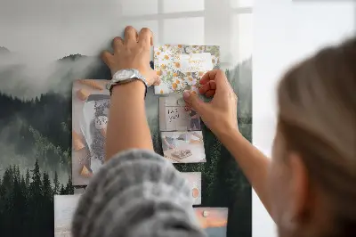 Magnetic wall board with forest landscape