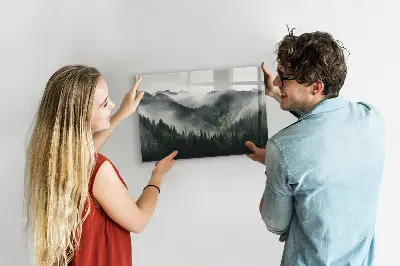Magnetic wall board with forest landscape