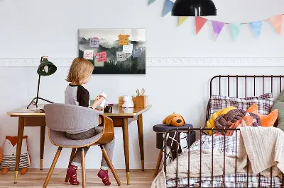 Magnetic wall board with forest landscape