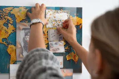 Decorative World Map Magnetic Glass Dry Erase Board