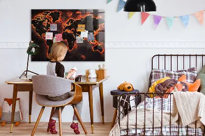Magnetic wall board World map