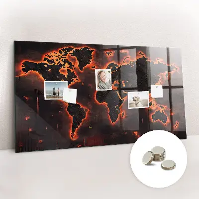Magnetic wall board World map