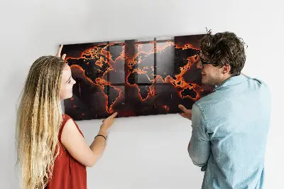 Magnetic wall board World map