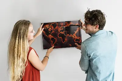 Magnetic wall board World map