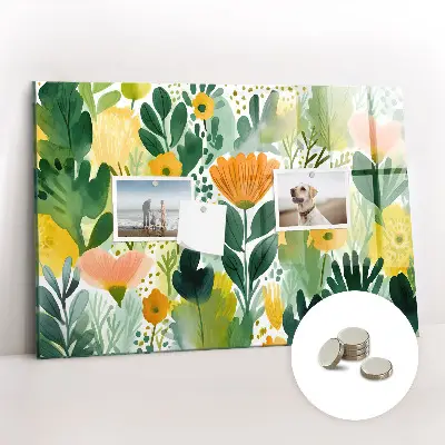 Watercolor Flowers Magnetic Board