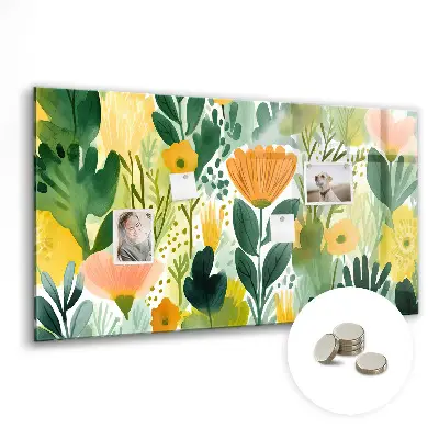 Watercolor Flowers Magnetic Board