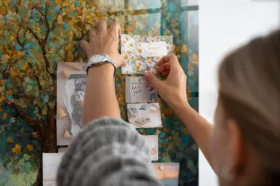 Magnetic glass dry erase board with Mosaic tree design