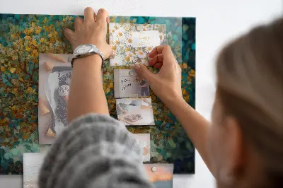Magnetic glass dry erase board with Mosaic tree design