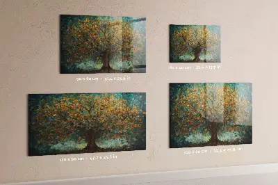 Magnetic glass dry erase board with Mosaic tree design