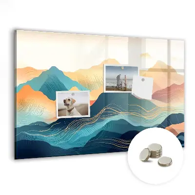 Mountain landscape magnetic glass dry erase board