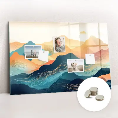 Mountain landscape magnetic glass dry erase board