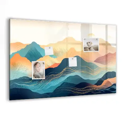 Mountain landscape magnetic glass dry erase board