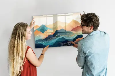 Mountain landscape magnetic glass dry erase board