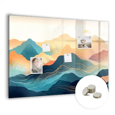 Mountain landscape magnetic glass dry erase board