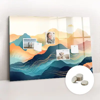 Mountain landscape magnetic glass dry erase board