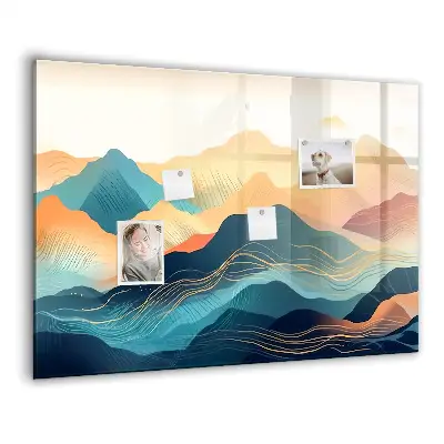 Mountain landscape magnetic glass dry erase board