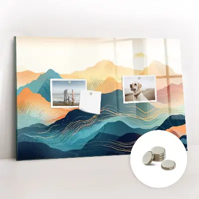Mountain landscape magnetic glass dry erase board