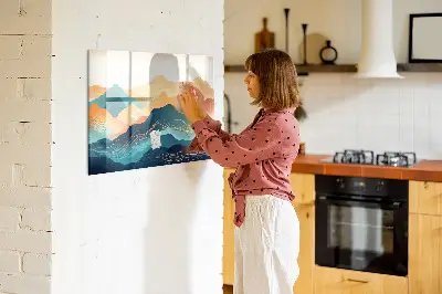 Mountain landscape magnetic glass dry erase board