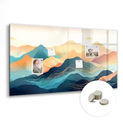 Mountain landscape magnetic glass dry erase board