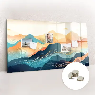 Mountain landscape magnetic glass dry erase board