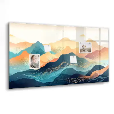 Mountain landscape magnetic glass dry erase board