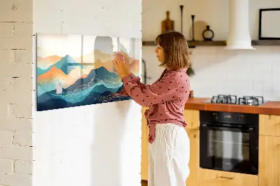 Mountain landscape magnetic glass dry erase board