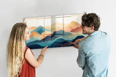Mountain landscape magnetic glass dry erase board