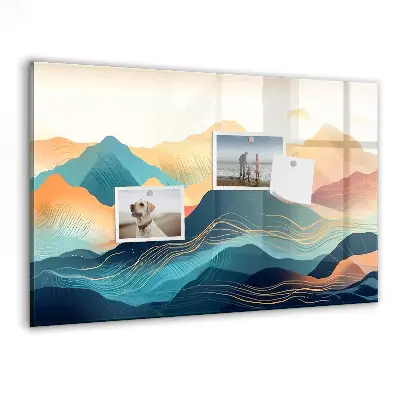 Mountain landscape magnetic glass dry erase board