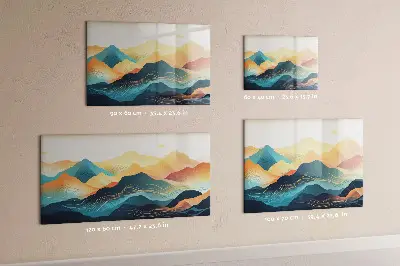 Mountain landscape magnetic glass dry erase board