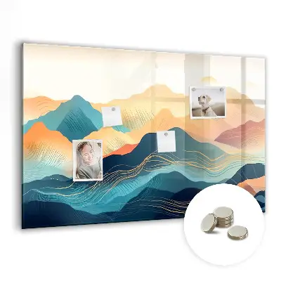 Mountain landscape magnetic glass dry erase board