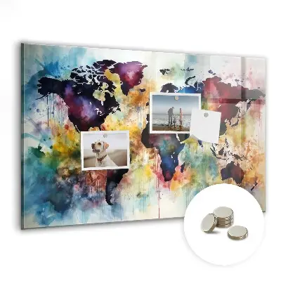 Magnetic Watercolor Map Wall Board