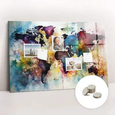Magnetic Watercolor Map Wall Board