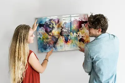 Magnetic Watercolor Map Wall Board
