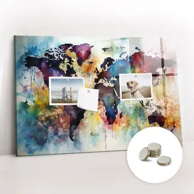 Magnetic Watercolor Map Wall Board