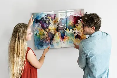 Magnetic Watercolor Map Wall Board