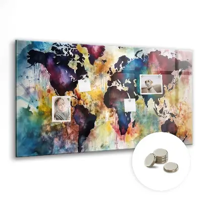 Magnetic Watercolor Map Wall Board