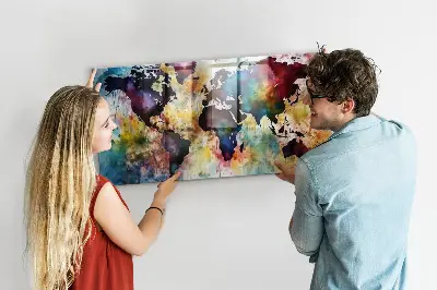 Magnetic Watercolor Map Wall Board