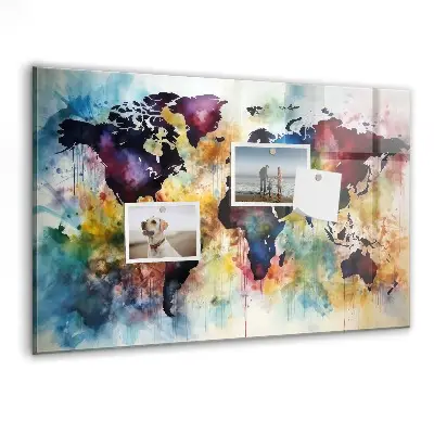 Magnetic Watercolor Map Wall Board