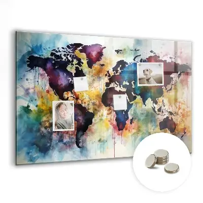 Magnetic Watercolor Map Wall Board
