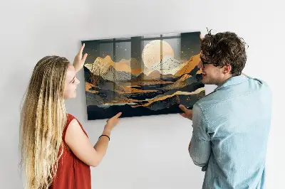 Magnetic glass dry erase board Abstract landscape