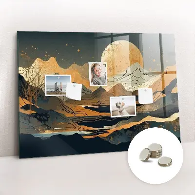 Abstract landscape magnetic glass dry erase board