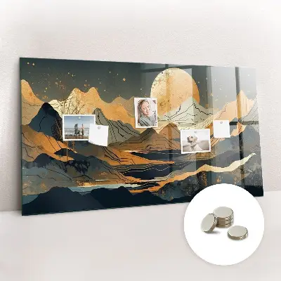 Abstract landscape magnetic glass dry erase board