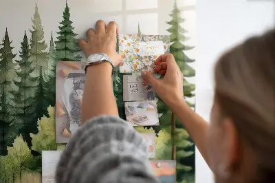 Magnetic glass dry erase board with forest landscape design