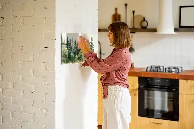 Magnetic glass dry erase board with forest landscape design