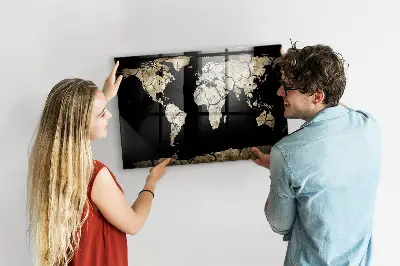 Magnetic world map wall board