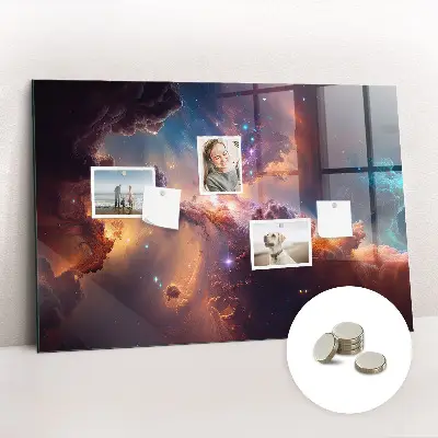 Magnetic glass dry erase board with world of stars space design