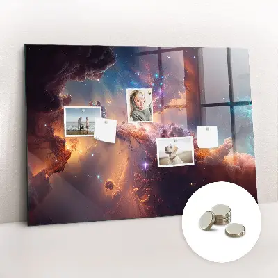 Magnetic glass dry erase board with world of stars space design