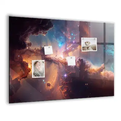 Magnetic glass dry erase board with world of stars space design